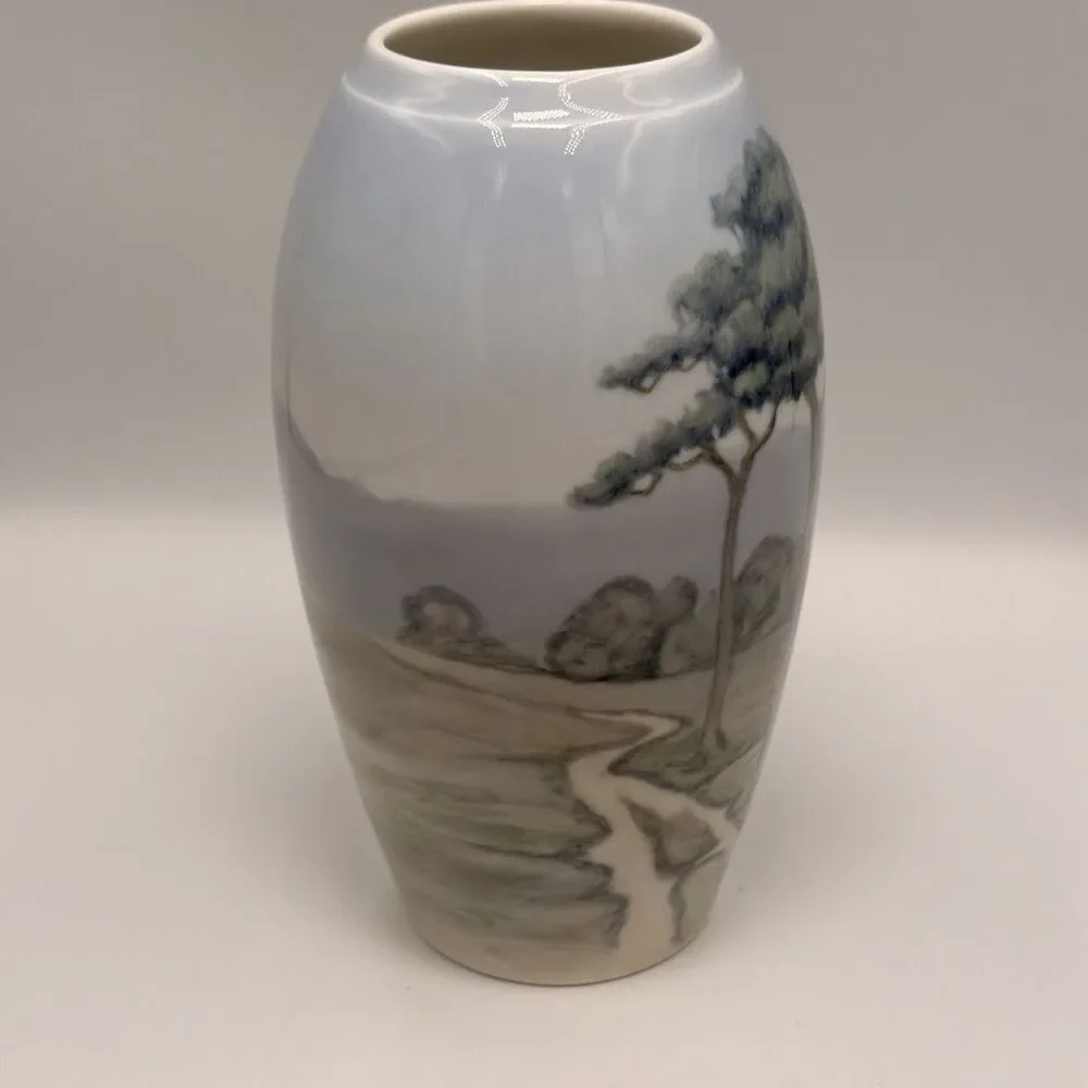 Antique Bing & Grondahl B&G Denmark 8692-251 Art Nouveau Tree Landscape Vase 7